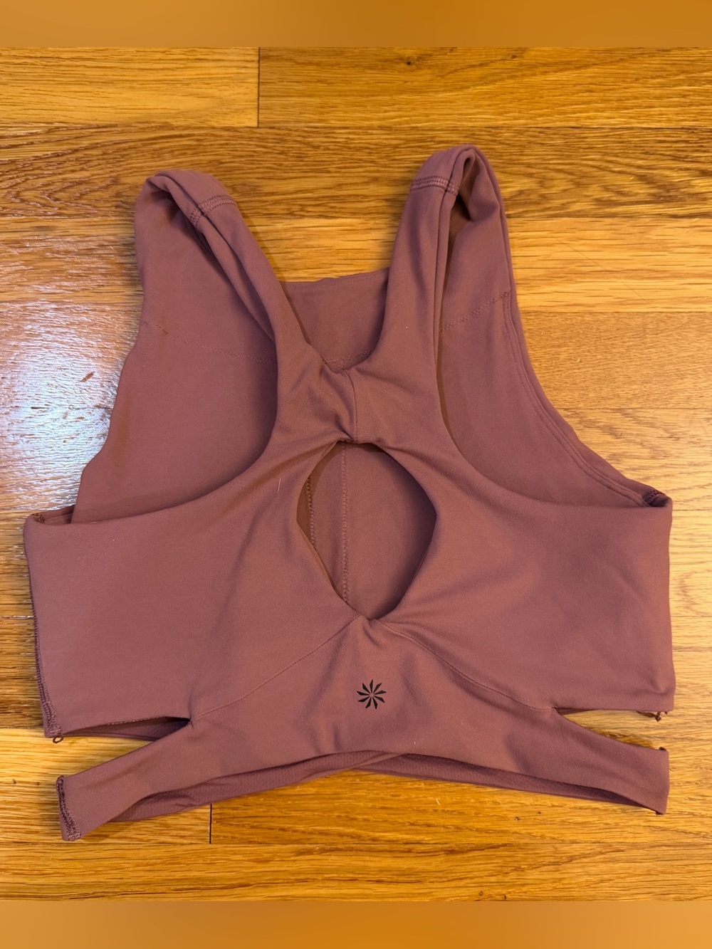 Athleta Conscious Cut Out Crop Top Bra in Mauve Red - Size Small - Picture 2 of 5